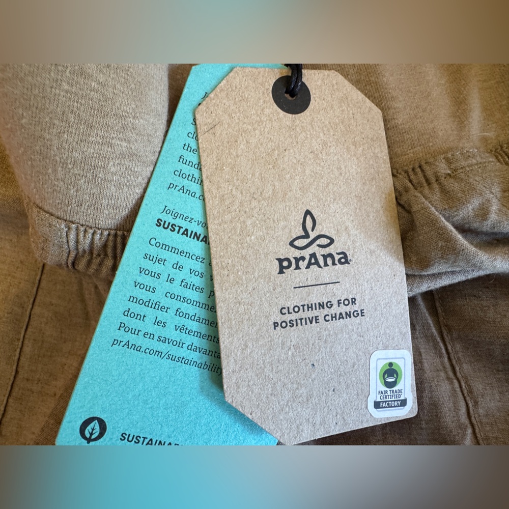 prAna Mantra Pants Women's Dark Khaki Elastic Waistband Relaxed Fit Large NEW - Picture 5 of 6